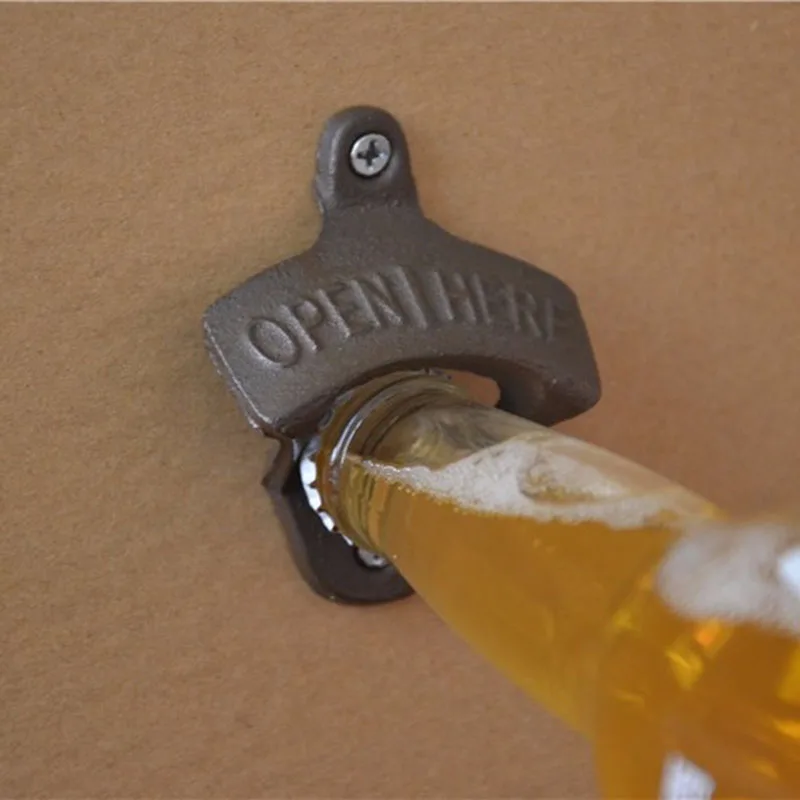 1PC Vintage Iron Wall Mounted Bottle Opener With Screw, Wine Opener Tools, Kitchen Antique style