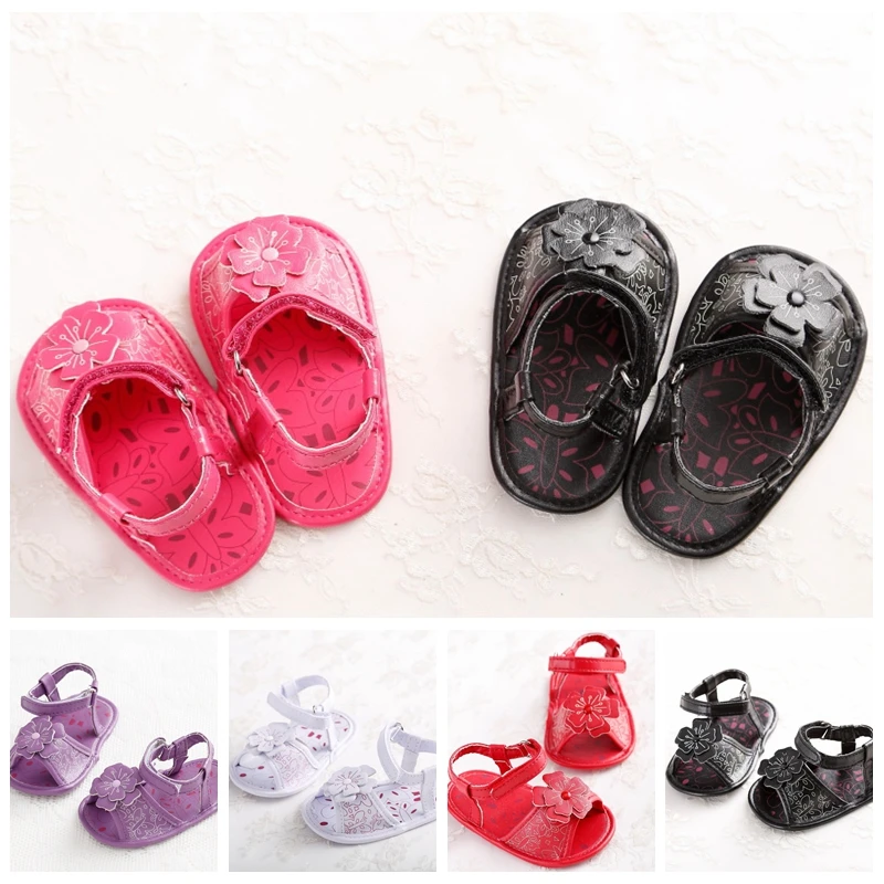 Purple Flower Summer Baby Girls Sandals Shoes Soft Soled