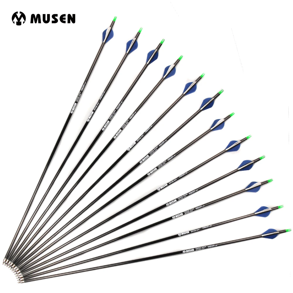 

6/12/24pcs Spine 350 Pure Carbon Arrow 30 inches Length with Changable Arrowhead For Compound Bow Archery Hunting/Shooting