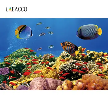 

Laeacco Fish Backdrops Shell Underwater Coral Sea Baby Birthday Party Wallpaper Photography Backgrounds Photocall Photo Studio