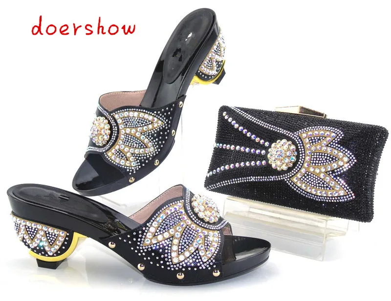 

doershow High quality shoes and bag for Italian design,Ladies shoes and bags to match set with black! AS1-13