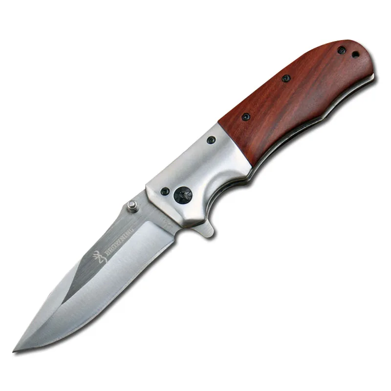 

Mengoing Browning Folding Knives 5Cr13Mov Steel 56HRC Hardness Wood Handle Knife Defensive Tool Free Shipping