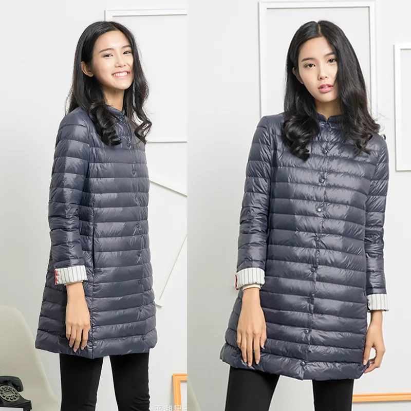 

2019 Autumn Winter Casual Coat Parkas For Women Female Snow Warm Jacket Long Thin Duck Down Coat For Laides Long Sleeve Coat
