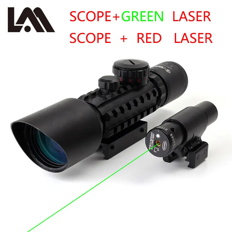 

Lambul Hunting Airsofts Riflescope 3-10x42 Tactical Air Gun Red Green Dot Laser Sight Scope Hunting Optics Sight Scopes