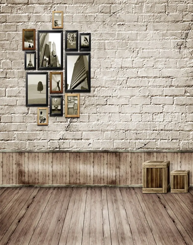 

5x7ft Wooden Floor Brick Floor Photo Photography Backdrops Photo Props Studio Background