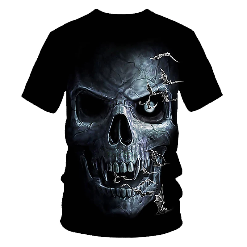 New hot men's summer skull poker print men's short-sleeved T-shirt 3D T-shirt casual breathable season hip-hop brand T-shirt 6XL