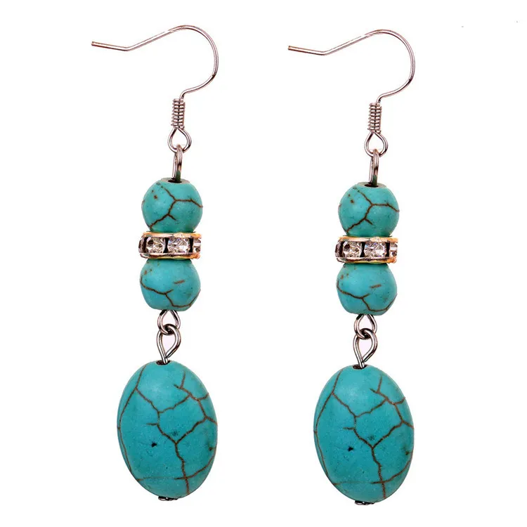 Charming Tibetan Silver Crystal earrings,Oval Rimous Drop Dangle Earrings, Cistmas ift for Women,Yazilind Jewelry
