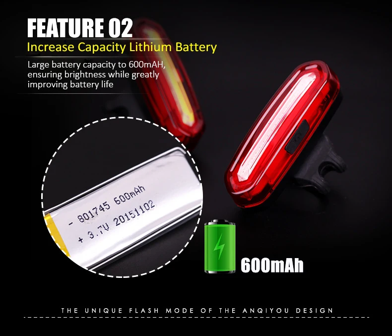 Excellent Bicycle Rear Light Cycling LED Taillight USB Rechargeable Waterproof MTB Road Bike Tail Lights Back Lamp Bicycle Accessories 2