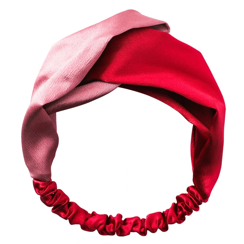 

Loeel New Two Color Patchwork Headbands Silk Satin Temperament Smooth Soild Color Cross Hair Band for Women Hair Accessories