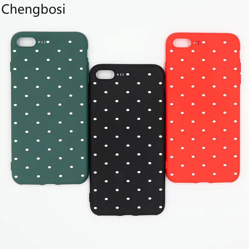 

Matte Wave Point Phone Case for IPhone 7 8 Plus Wine Red Ploka Dots Soft TPU Back Cover for IPhone X XR XS Max 6 S Plus 5 5S SE