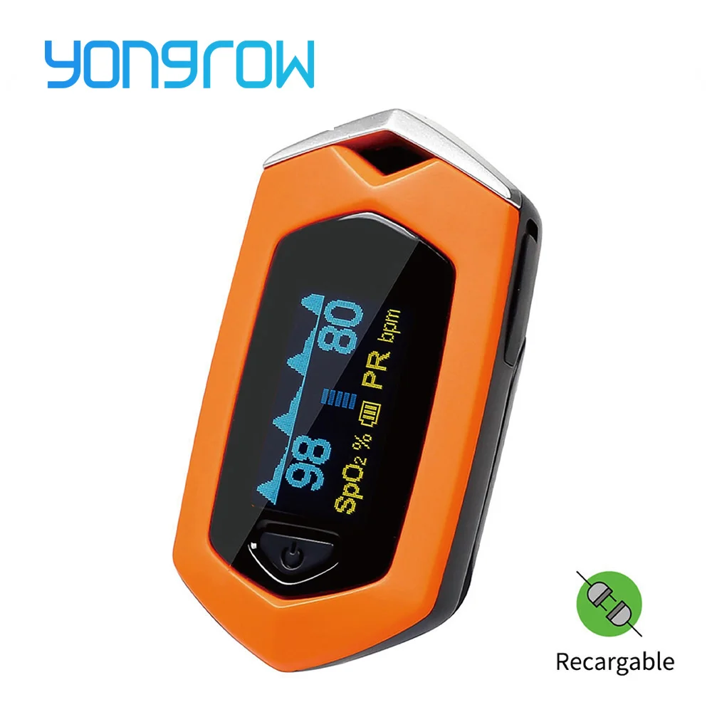 Yongrow Medical sport Finger Pulse Oximeter sport Portable oximeter Real-time data Blood Oxygen Saturation Rechargeable SPO2