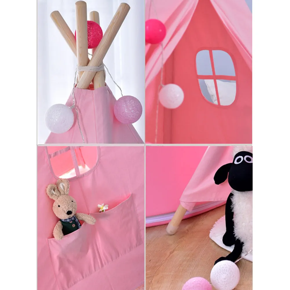 Розовая индийская игровая вигвама-палатка деревянная прочная Детская Типи-палатка вигвама-палатка игрушечная палатка на открытом воздухе