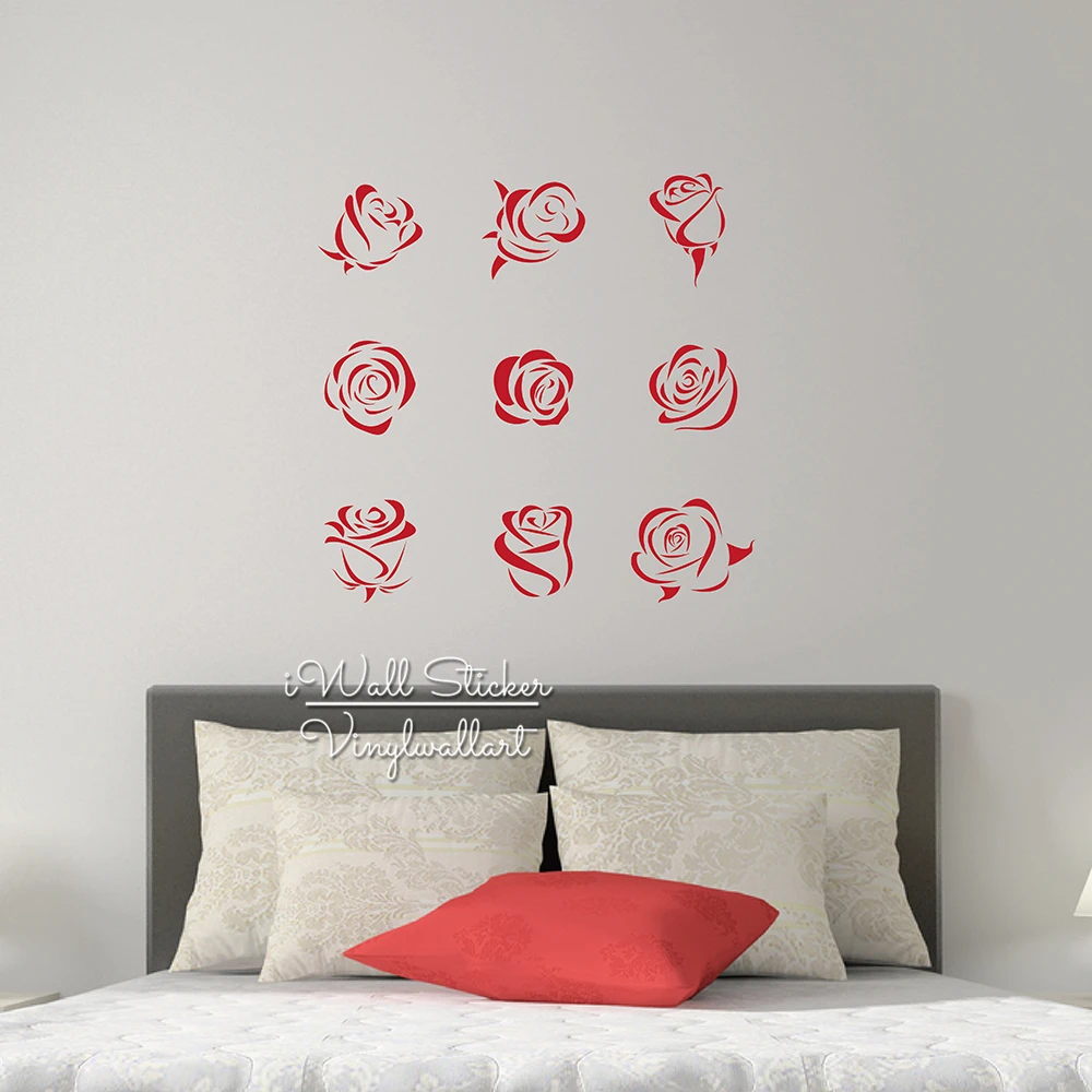 Roses Wall Sticker Roses Flower Wall Decal DIY Modern Rose Flower