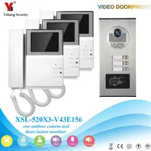 YobangSecurity Video Intercom 4.3 Inch Video Door Phone Doorbell Intercom System RFID Access Door Camera For 3 Unit Apartment