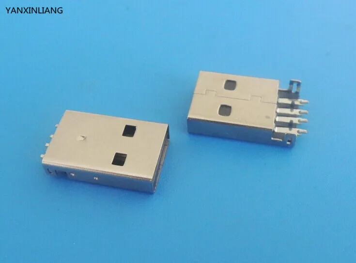 

10pcs/lot USB 2.0 4Pin A Type Male Plug SMT Connector Black for Data Transmission Charging