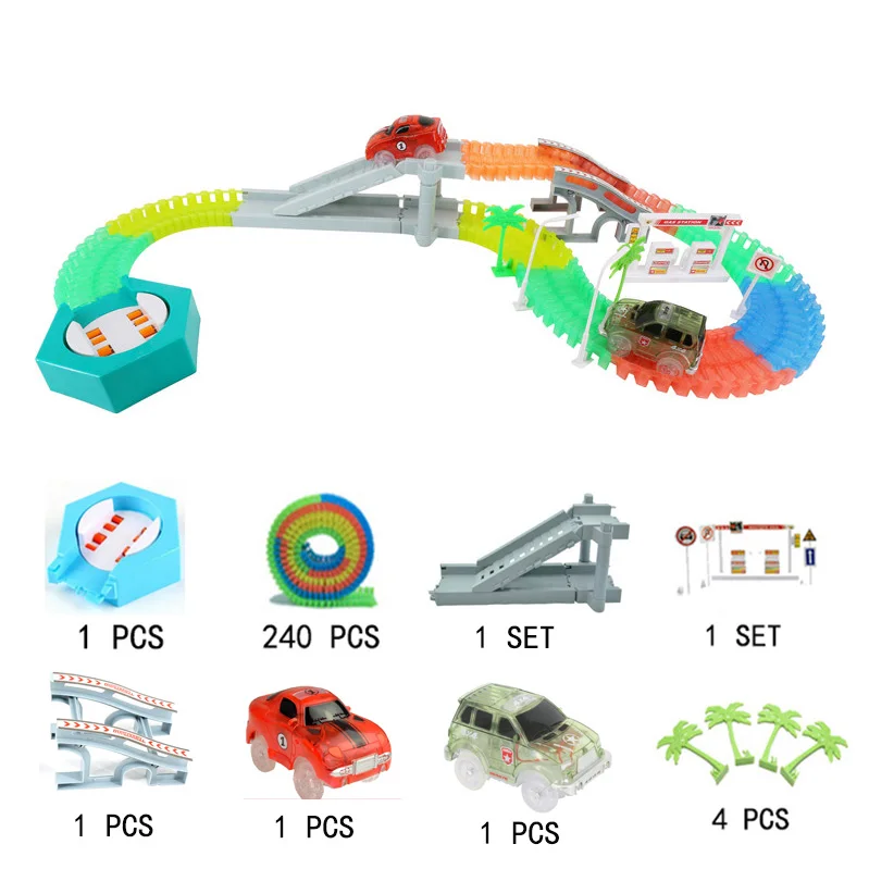 Волшебный трек чудесный светящийся гоночный трек DIY универсальные аксессуары рампа поворот дорожный мост перекресток игрушки для детей мальчик - Цвет: 10