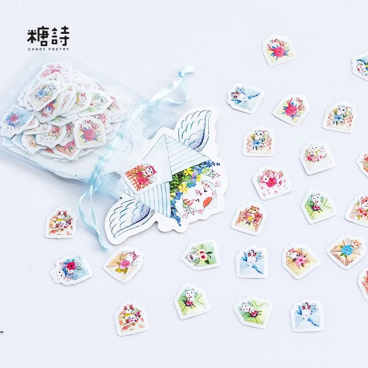 100Pcs//lot Cute Animal Cat Mini Paper Sticker DIY Diary Decoration Sticker