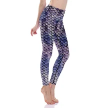 Women Sexy Fish Scales Design Yoga Leggings Elastic Slim Gym Running Sports Trousers Tights Quick-drying Breathable Lady Pants