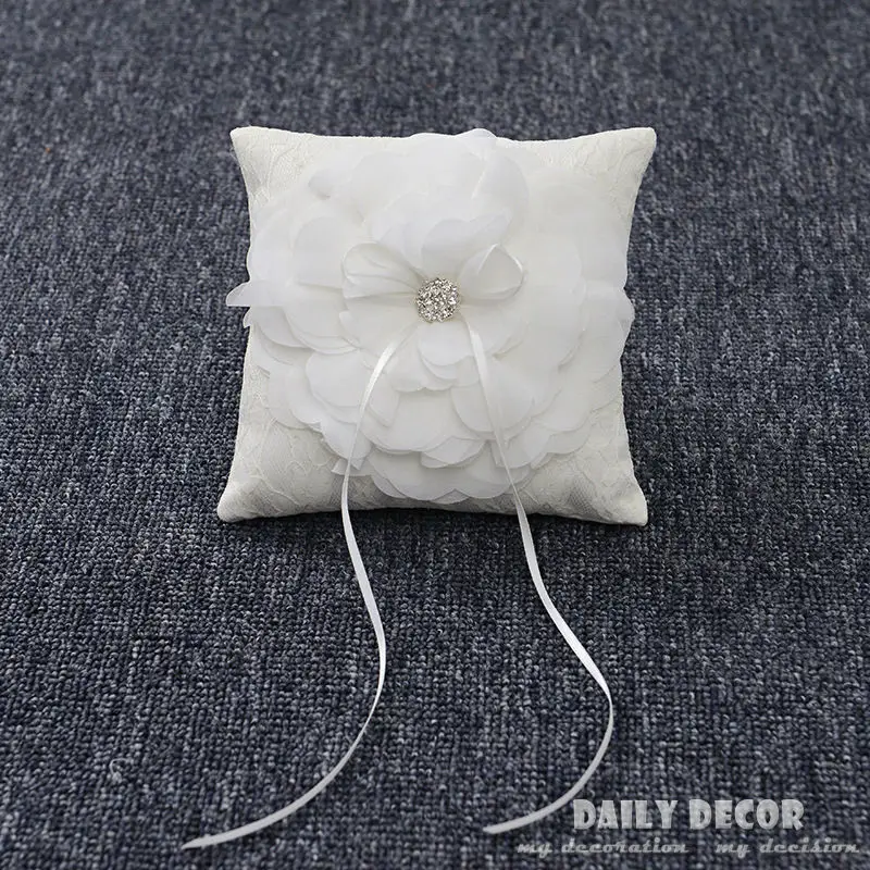 

100% Hi-Q 15*15cm lace flower Decor Bridal Wedding Ceramony Pocket Ring Pillow Cushion wedding bridal supplies accessories