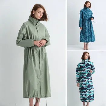 

Women Raincoat Longer Section Hooded Long Rain Jacket Breathable Rain Coat Poncho Outdoor Rainwear Lady Raincoat Dress