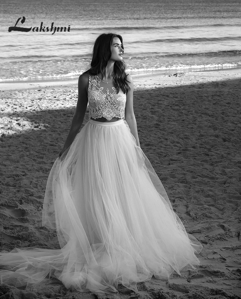 Exquisite Two Piece Bohemian font b Wedding b font font b Dresses b font A line