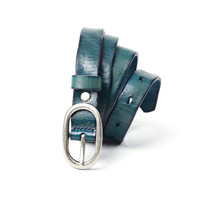 

W1154 New Fashion Top Layer Leather Belt handmade Ladies Narrow Belts Women's alloy needle buckle Bin Belt