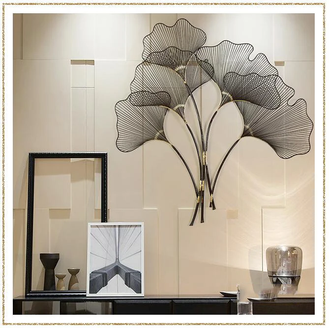 Современные подвесные настенные украшения из кованого железа Ginkgo Biloba декор для