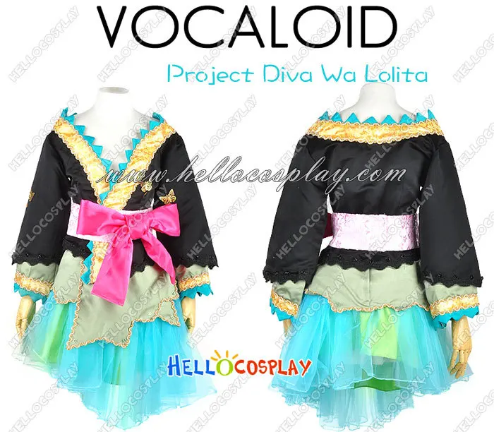 Vocaloid 2 Косплей проект Дива ва Лолита куртизанка стиль Хацунэ Мику костюм H008 |