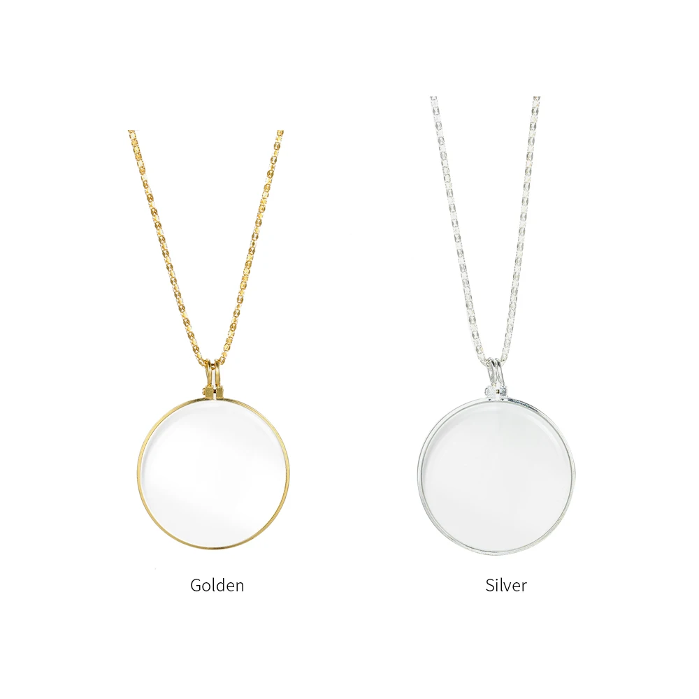 

5X Necklace Magnifier Utility Monocle Lens Coin glasses magnifier with 450mm Metal Chain for Library Reading Increase Vision