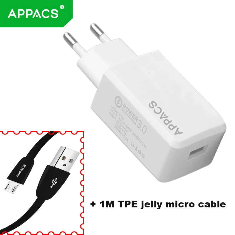  APPACS Universal USB Charger Qualcomm Quick Charge 3.0 Mobile Phone Fast Charger Travel Wall Charge