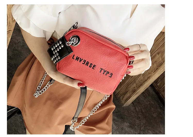 NIGEDU Luxury mini flap bag women chains Crossbody bag Fashion Designer rivet girls Handbag female Shoulder bag Clutch wallet (25)