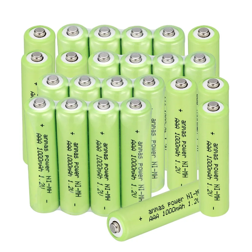 Anmas Мощность-зеленый цвет 24 шт./лот оригинальный AAA 1,2 В 1000 мАч для перезаряжаемые AAA Ni-MH аккумулятор
