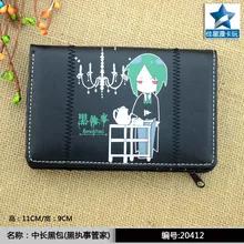 Аниме Черный дворецкий многослойный PU черный кошелек/кошелек с принтом Ciel& Sebastian для молодежи, студентов и любителей аниме