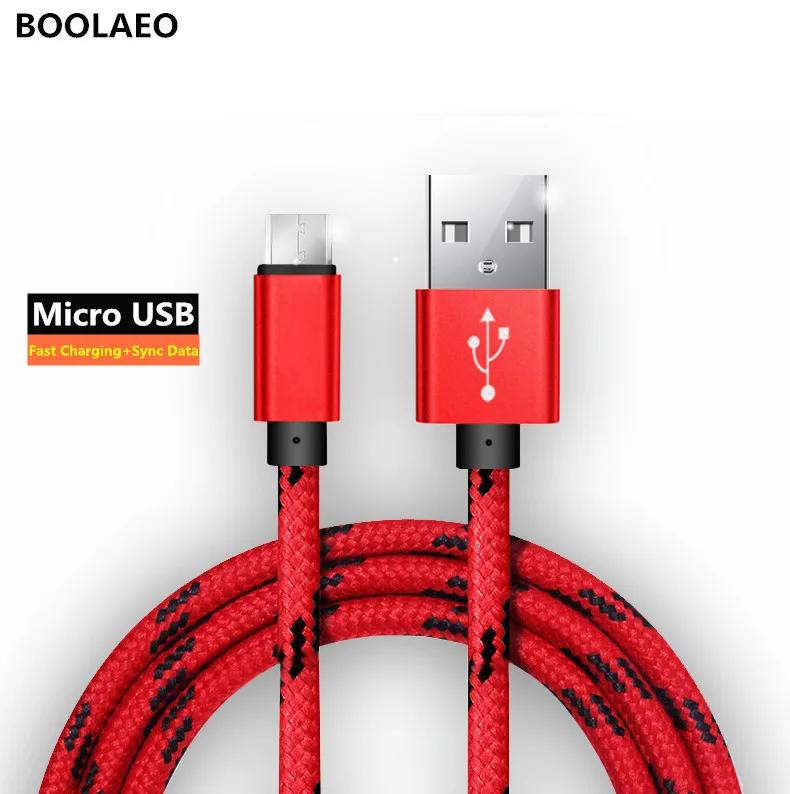 

BOOLAEO Micro USB Cable Fast Charging Nylon USB Sync Data for HUAWEI Sony LG xiaomi Samsung Android Phone Adapter Charger Cables