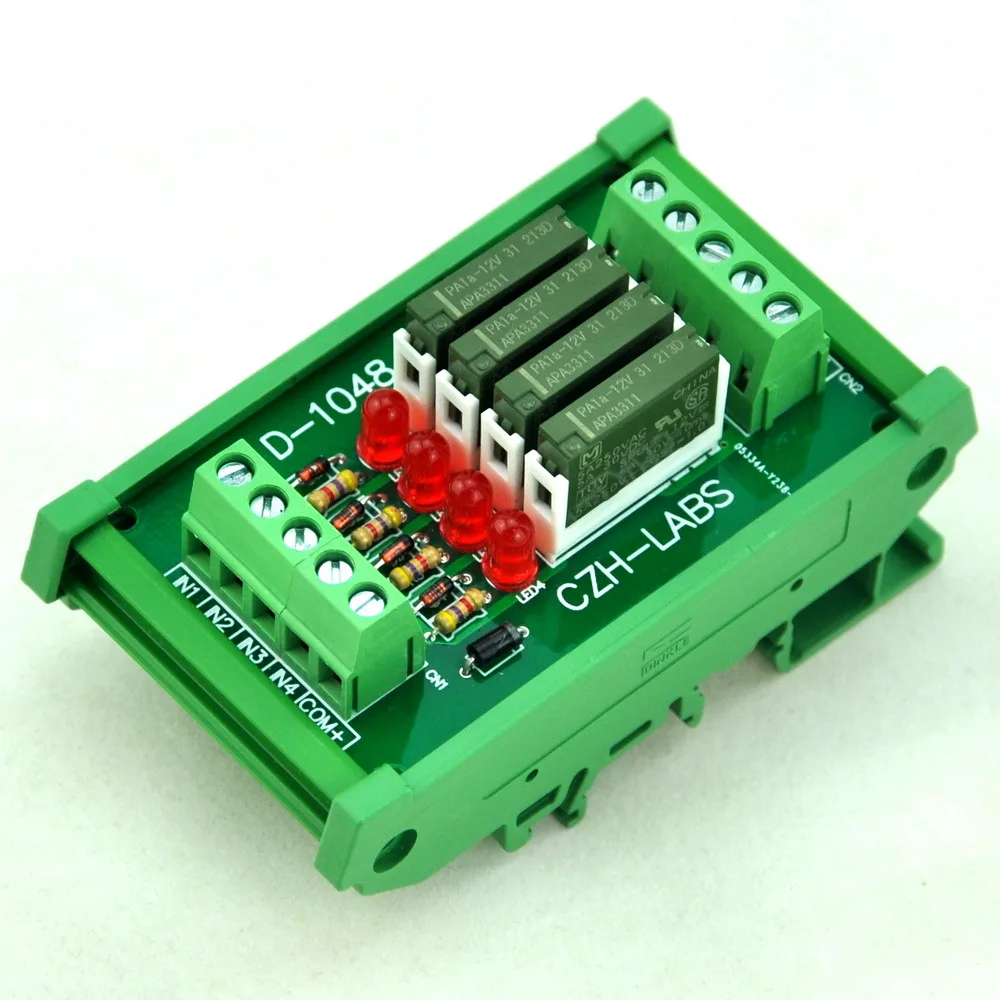 

Slim DIN Rail Mount DC12V Sink/NPN 4 SPST-NO 5A Power Relay Module, APAN3112