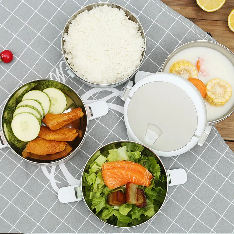 Korean Leak-Proof Stainless Steel Food Storage Container Thermal Plastic Portable Picnic Bento Lunch Box Fine Dinnerware Sets