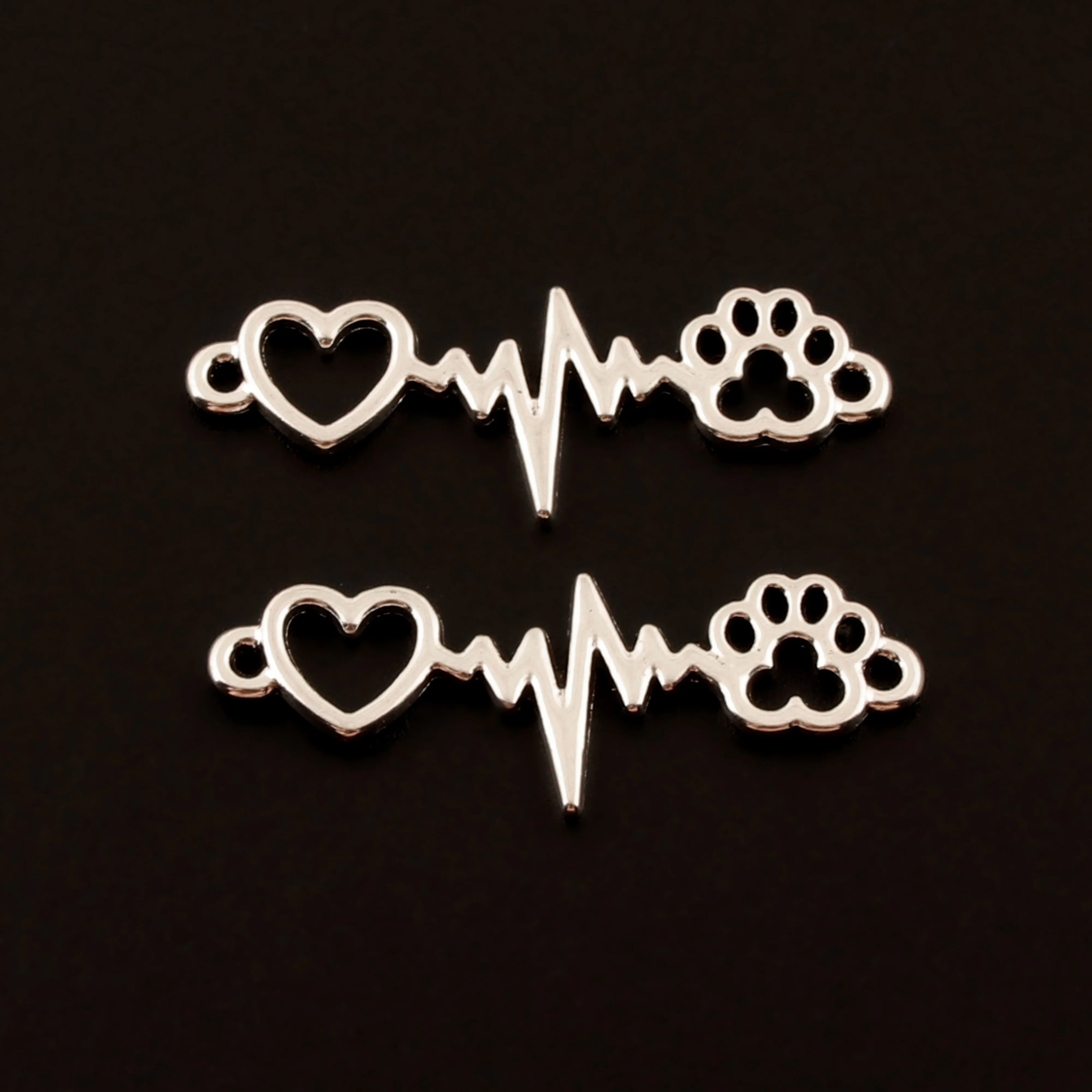30 шт. Античный Серебристый милый сердцебиение Подвески Сердце ритм кулон с печатью лапы изготовление ожерелья поставки ювелирных изделий 34X12 мм A611