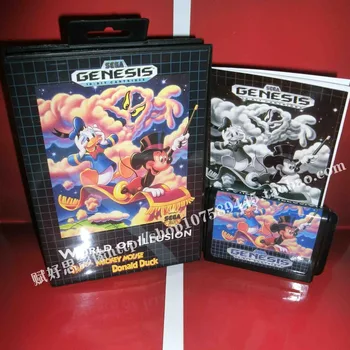 

Sega MD game - World of Illusion with Box and Manual for 16 bit Sega MD game Cartridge Megadrive Genesis system