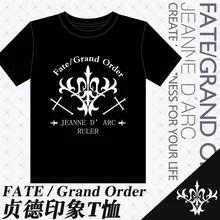 Серия Fate Jeanne D'Arc аниме унисекс футболка Летняя футболка с короткими рукавами футболки красивые узоры цвет ЧЕРНЫЙ 1