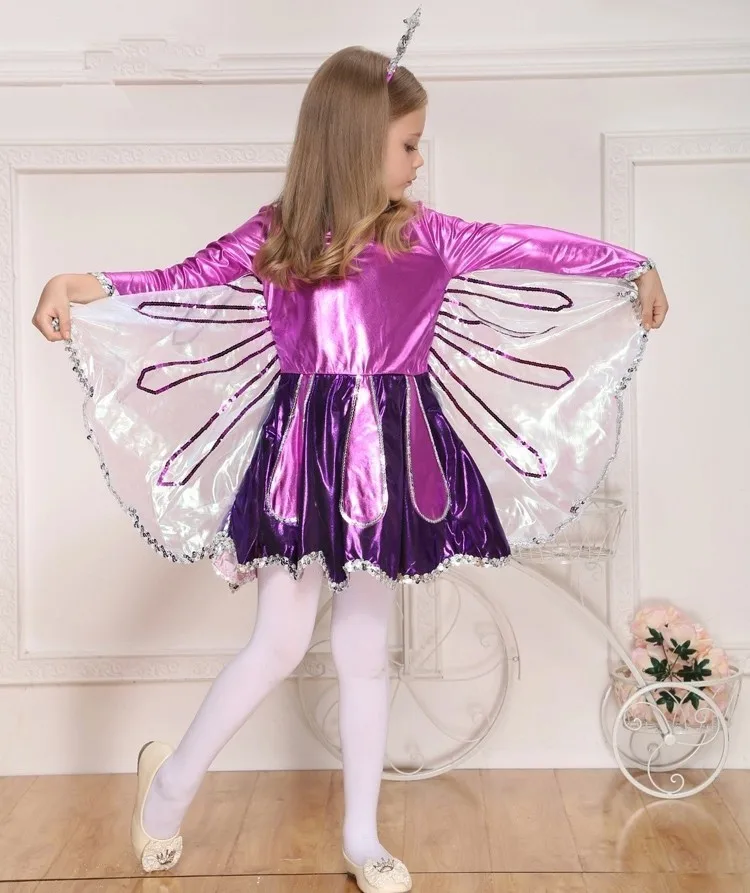 Костюмы для девочек Производительность одежда на Хэллоуин платье принцессы костюм бабочки животных костюм Дети Новинка Стадия Cospaly