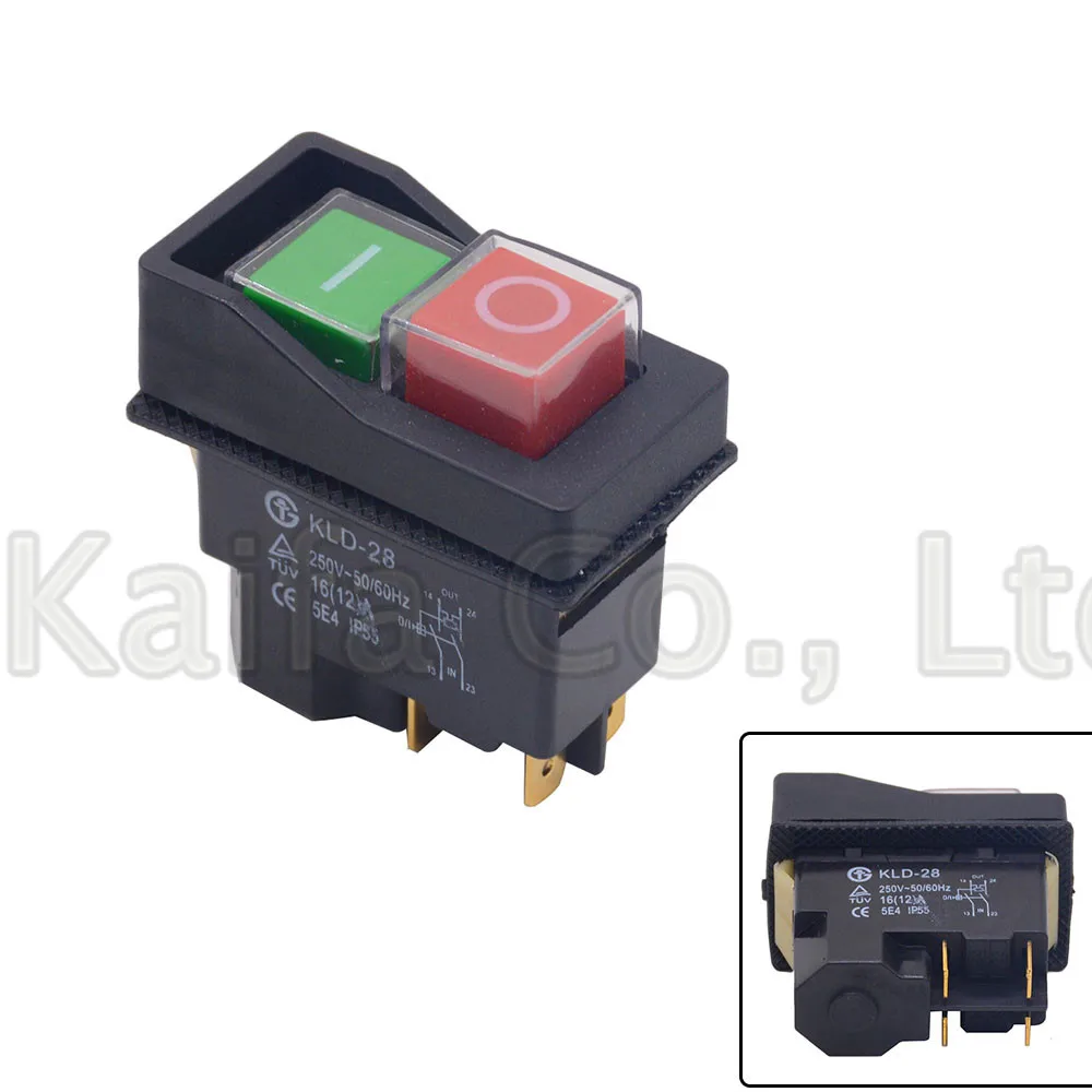  Waterproof IP55 Push Button Electromagnetic switch 4 Pin AC250V 16A MagnetIc Starter Power Tool Saf