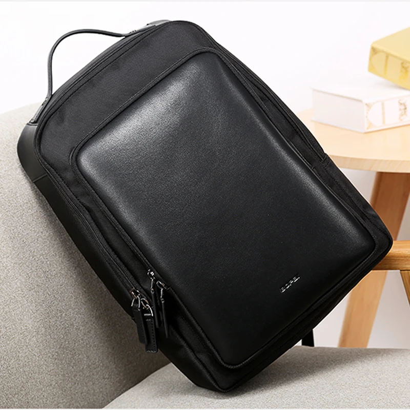 

BOPAI Black Computer Backpack 15.6 Inch Big Leather Backpack for School Student Waterproof Oxford Leisure Travel Backpack Bags