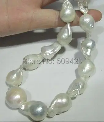 

W&O653 >>>HUGE 18"18-25MM GENUINE AUSTRALIAN SOUTH SEA GENUI WHITE NUCLEAR PEARL NECKLACE