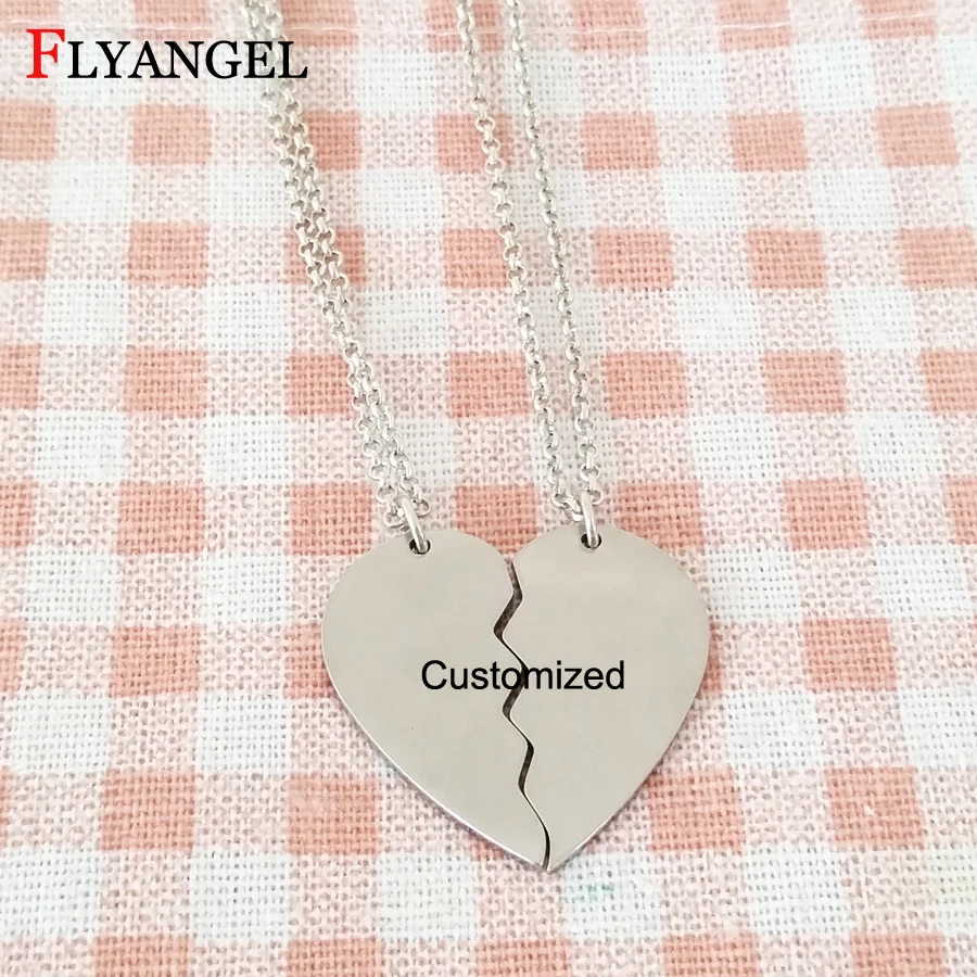 

Fashion Customized Name Letter Necklace Broken Heart Couples Friends Necklace For Women Men Jewelry Pendant Chain Necklaces