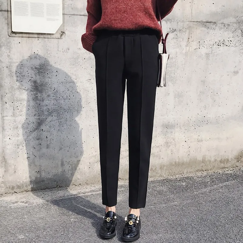

JUJULAND 2018 Women New Hot Fashion Women Fashion Ankle-length Trousers Female Classic High Elastic Waist