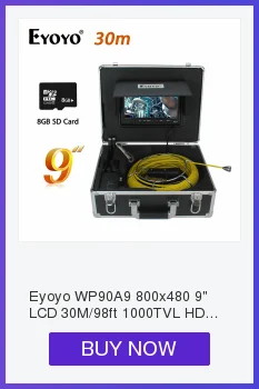 Eyoyo 7D1 30 м " ЖК-экран DVR канализационная Водонепроницаемая видеокамера дренажная труба инспекция 12 Led