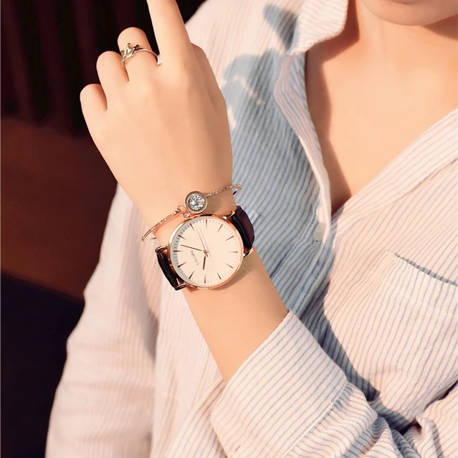 Изысканные простые женские часы, Роскошные модные женские наручные часы, Ulzzang, брендовые классические дизайнерские женские кварцевые часы Montre Femme - Цвет: Black white