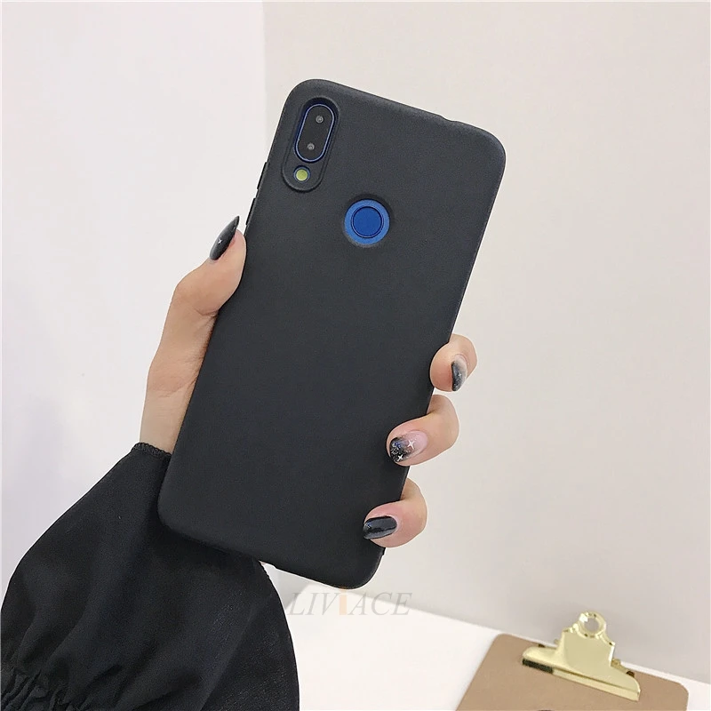 Силиконовый чехол карамельного цвета для телефона xiaomi redmi 7/redmi note 7 pro, Матовая Мягкая задняя крышка из ТПУ, чехлы для redmi note 7 - Цвет: black