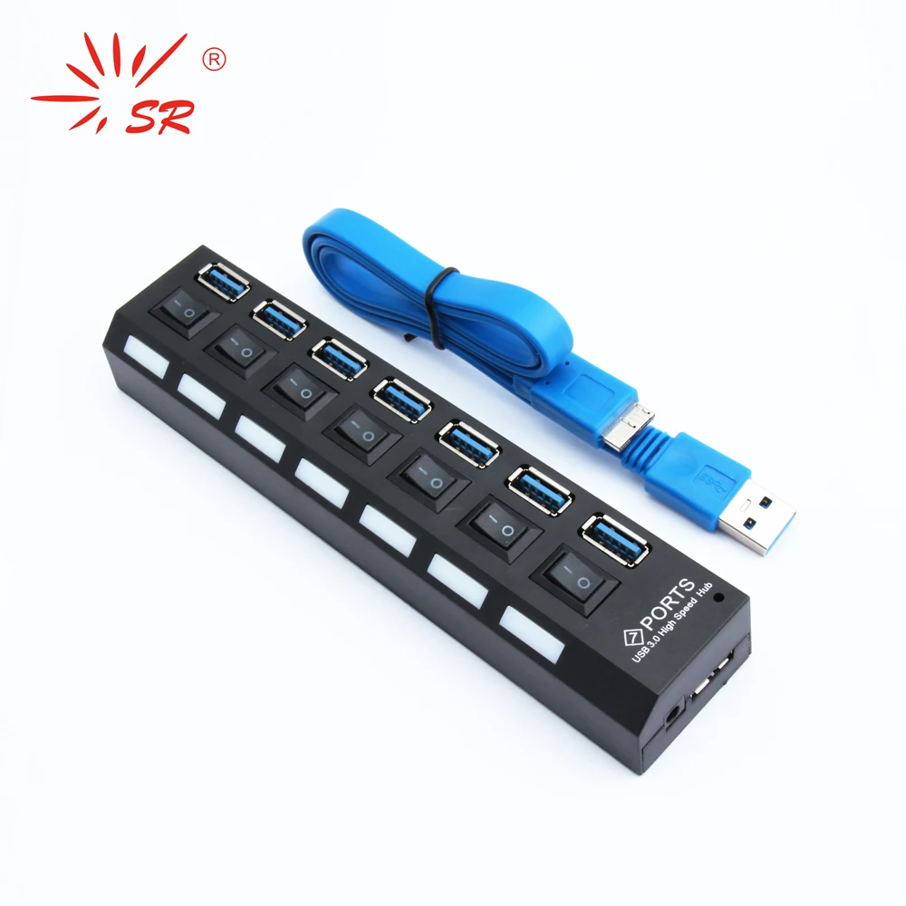

SR High Speed And Quality Extended 7 Ports USB 3.0 Hub High Speed Splitter With Independent Switch for Computer Laptop