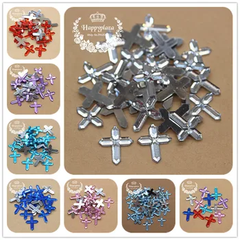 

200pcs 12*15mm Acrylic Small Cross Charm Flatback Cabochon Embellishment Accessories DIY Craft Scrapbooking